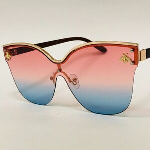 Rimless Sunglasses Women Fashion Accents Pink Blue Gradient Lens Celebrity Style
